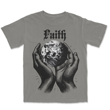 Faith Holds the World” Graphic Tee – Black & White Soul