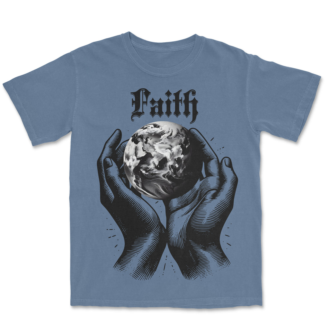 Faith Holds the World” Graphic Tee – Black & White Soul