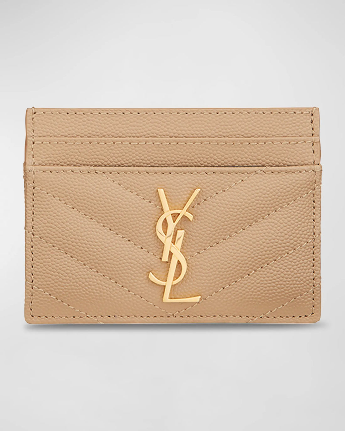 Saint Laurent YSL Monogram Card Case in Grained Leathe