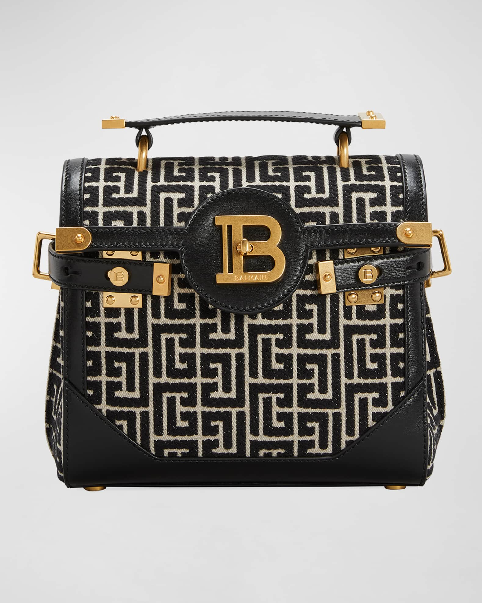 Balmain BBuzz 23 Top-Handle Bag in Monogram Jacquard