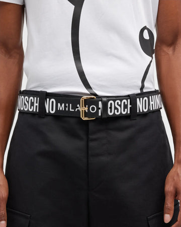 Moschino Men's Leather Logo Belt